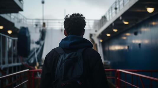 Man Looking Out Over the Water from Cruise Ship Deck Sketches thumbnail