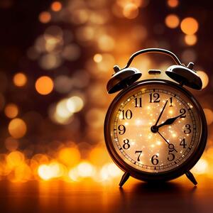 Alarm Clock on Table with Colorful Lights Patterns thumbnail