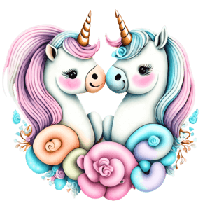 Download Adorable Unicorn Twins in a Flower Frame PNG Online - Creative ...