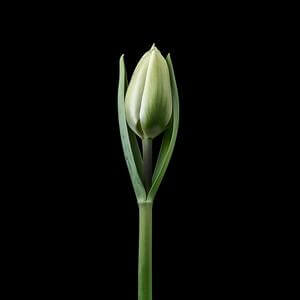 Botão de Tulipa Branca Única em Fundo Preto thumbnail