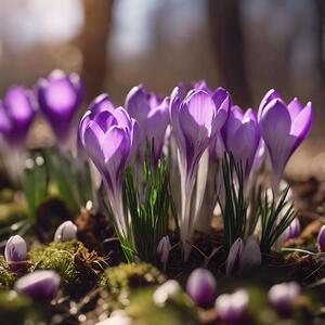 Belos Crocus da Primavera na Floresta thumbnail