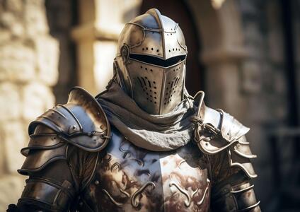 Download Knight in Armor Standing in Front of Old Building Stockphotos ...
