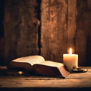 Candle and Barbed Wire - Religious Symbolism stock photo Creative Fabrica