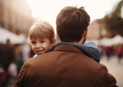 Father and Son Walking Down the Street Cartoons thumbnail
