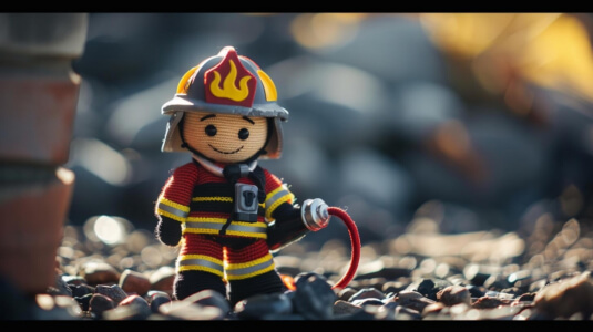 Toy Firefighter Figurine Extinguishing Fire Patterns thumbnail