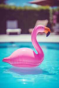 Flamingo Rosa Flutuando na Piscina thumbnail