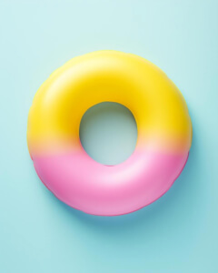 Donut-förmiger Pool-Floater auf aquablauem Hintergrund Hintergründe thumbnail