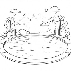 Descarga Dibujo en blanco y negro de una piscina al aire libre ...