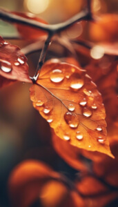 Close-up of Autumn Leaves with Dew Drops Patterns thumbnail