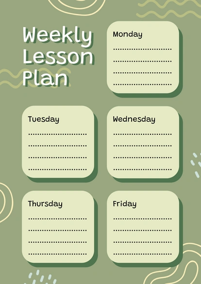 Weekly planning for lessons