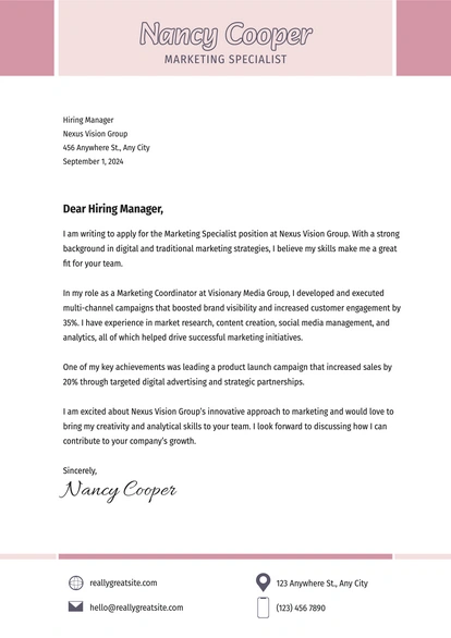 Marketing Specialist Position