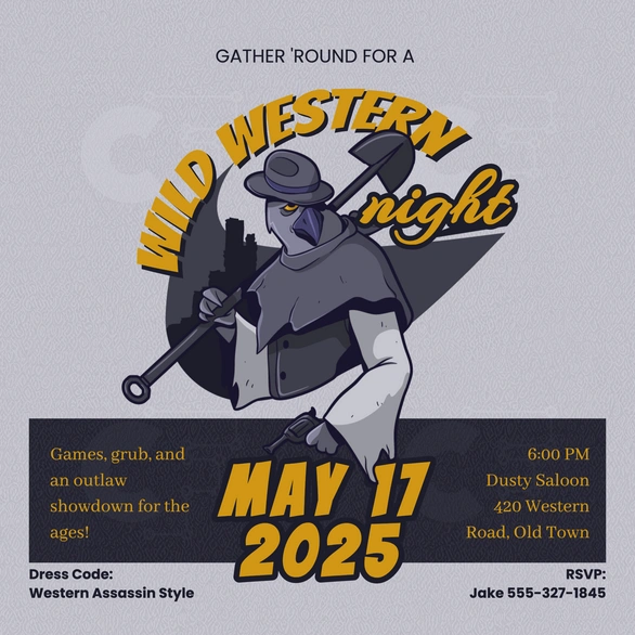 Western-themed party invitation