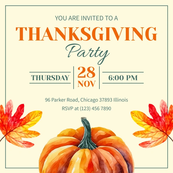 Thanksgiving Party Invitation