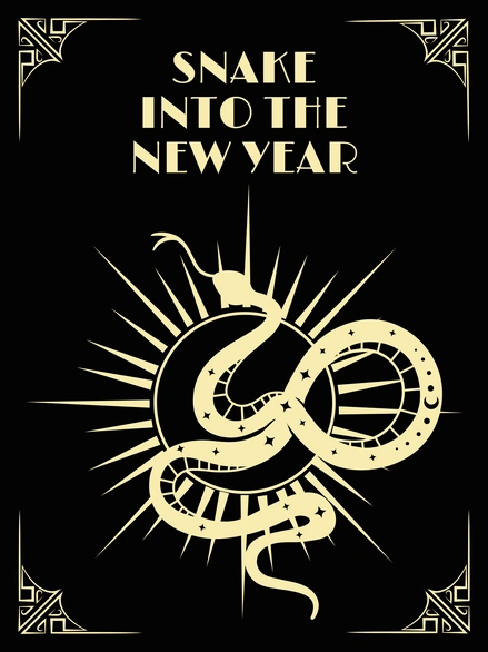 New Year's celebration poster with a snake design