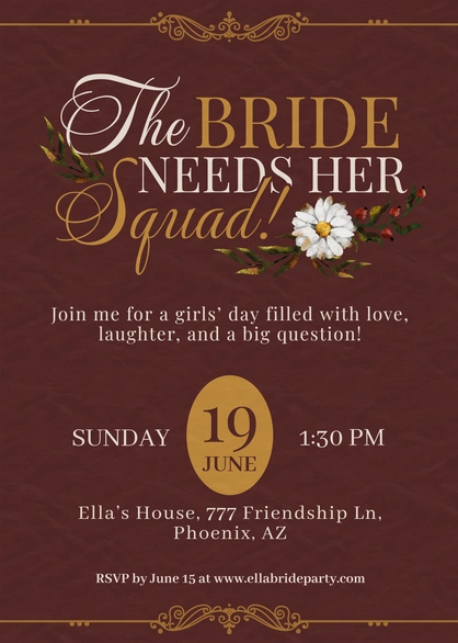 Invitation for Bridesmaids