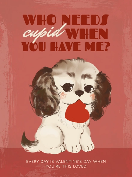 Valentine's Day card with a cute dog illustration