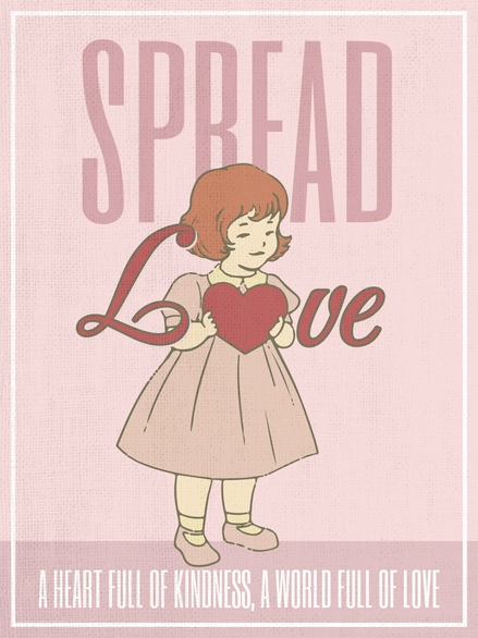 A child with a heart symbol promoting love and kindness