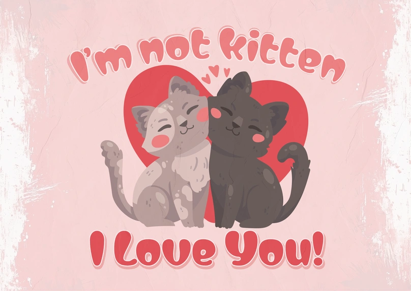 Two loving cats with hearts