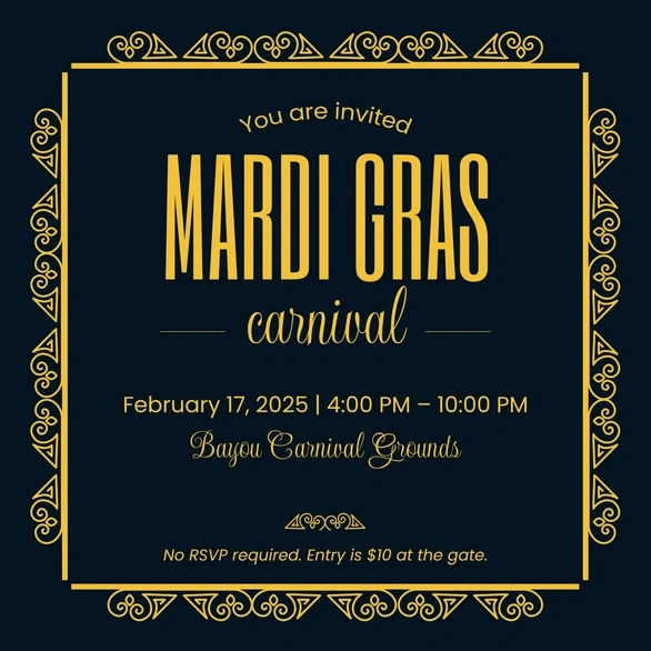 Invitation to Mardi Gras Carnival