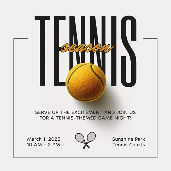 Tennis-themed game night invitation