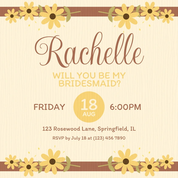 Bridesmaid Invitation Card