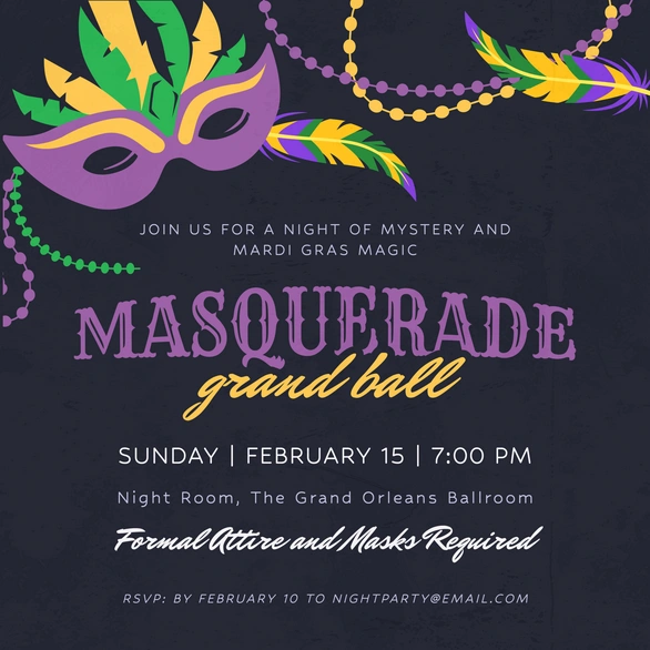 Masquerade Grand Ball Invitation