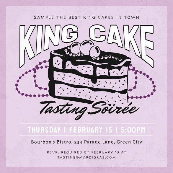 Invitation to a King Cake Tasting Event