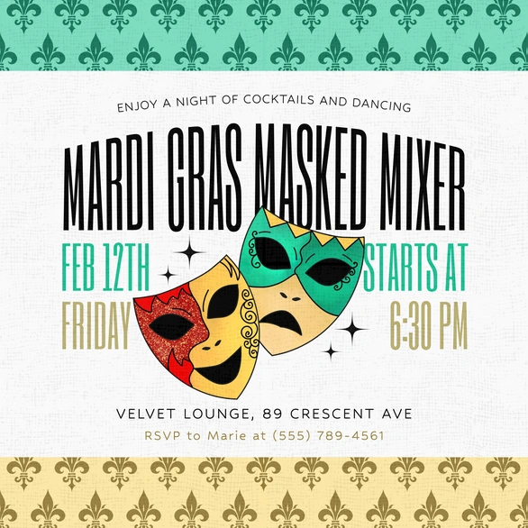Mardi Gras Party Invitation