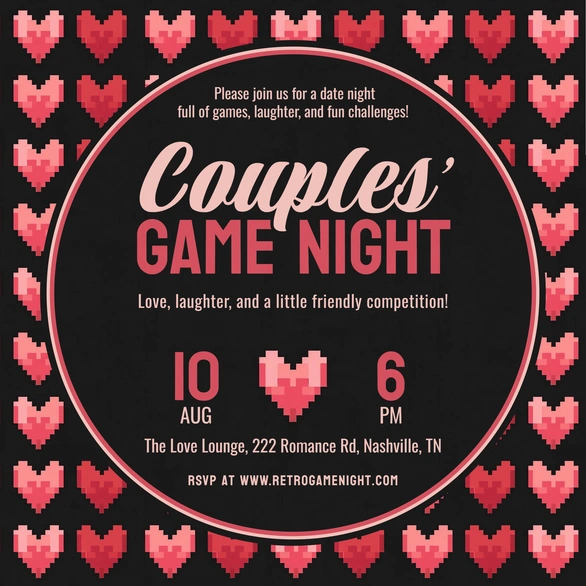 Invitation for a couples' game night