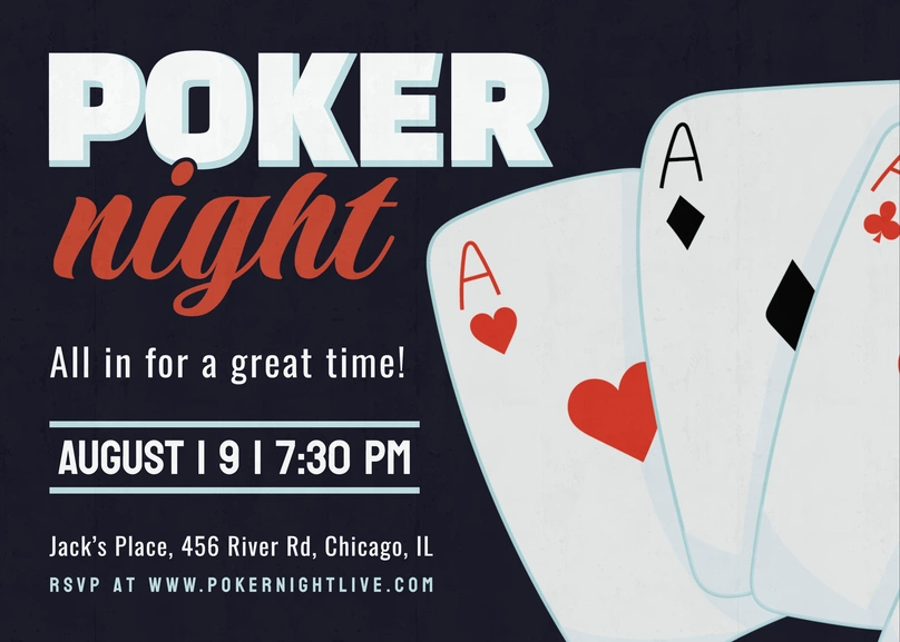 Poker night event invitation