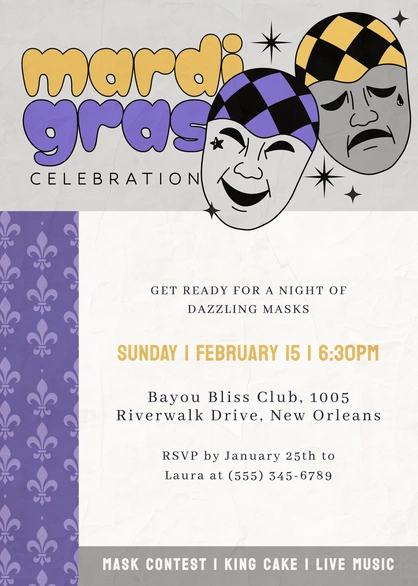 Mardi Gras Event Invitation