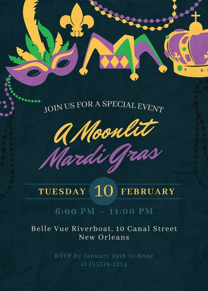 Mardi Gras Event Invitation
