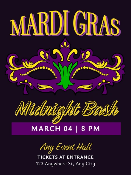 Event Invitation for Mardi Gras