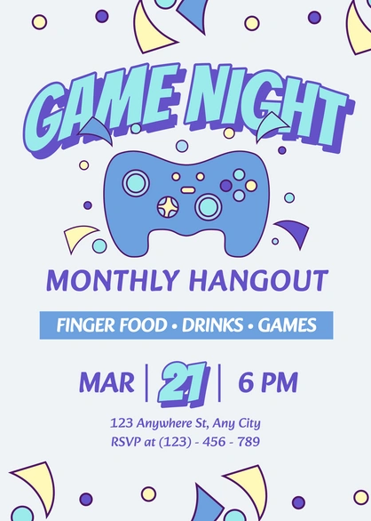 Invitation to a game night event