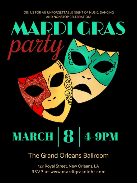 Mardi Gras Party Invitation