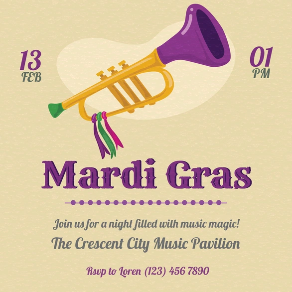 Mardi Gras Celebration Invitation