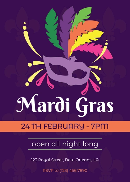 Mardi Gras Celebration Invitation