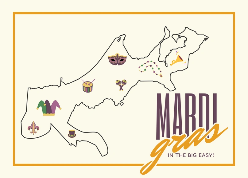 Mardi Gras event represented with icons