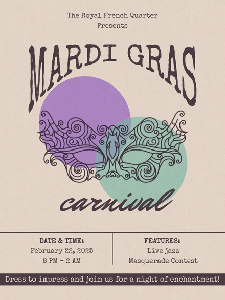 Mardi Gras Event Invitation