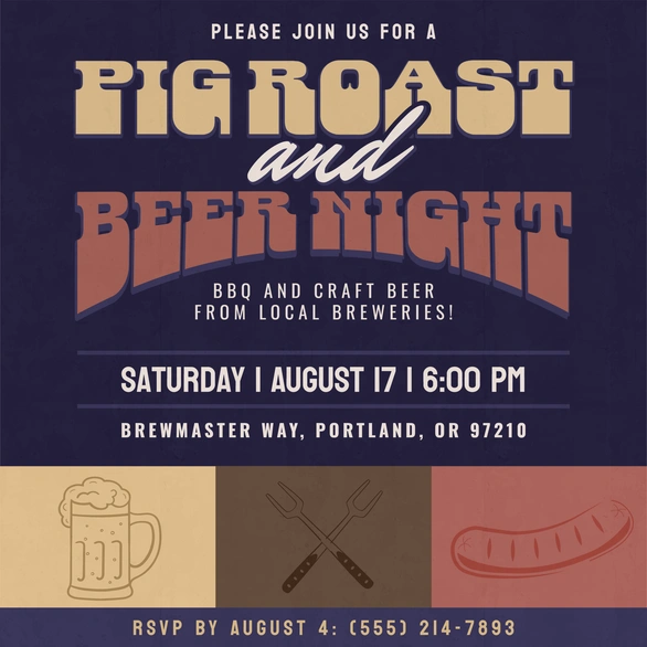 Invitation for Pig Roast and Beer Night