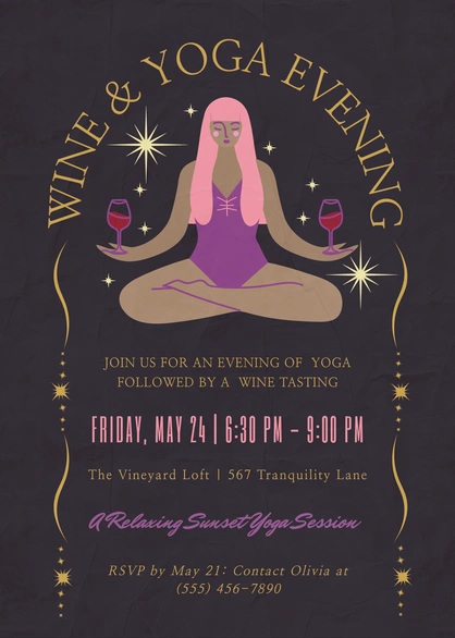 Yoga and Wine Event Invitation
