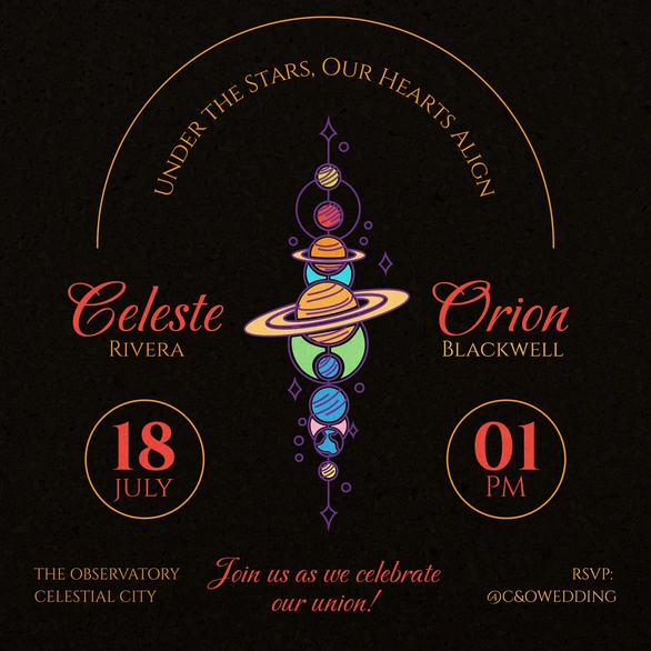 Celestial Themed Wedding Invitation