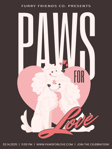 Dogs cuddling with a heart background