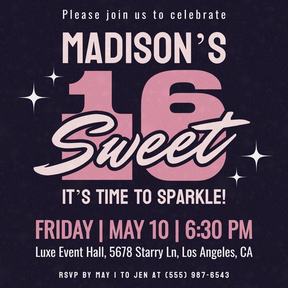 Sweet 16 Party Invitation