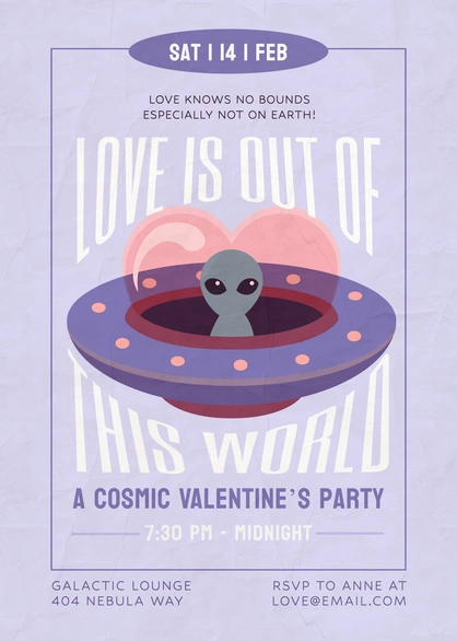 Valentine's Day Cosmic Party Invitation