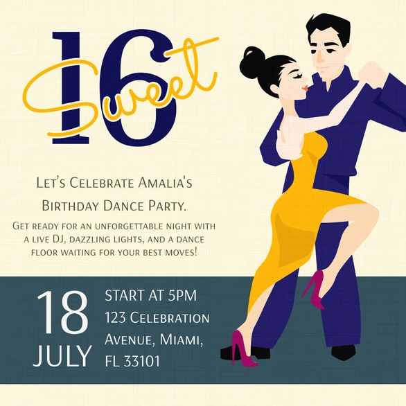 Birthday Dance Party Invitation