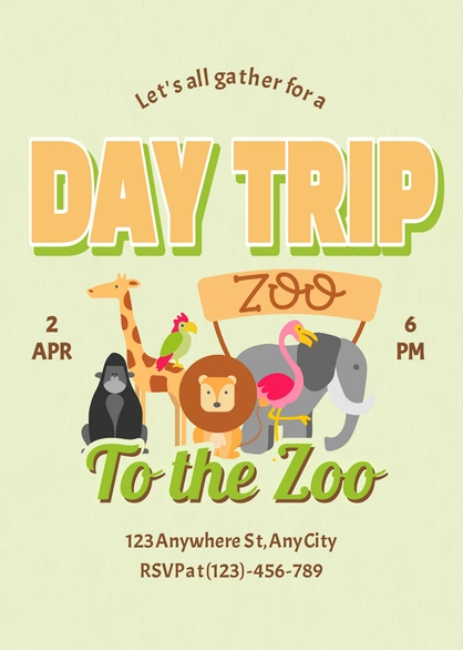 Zoo Day Trip Invitation