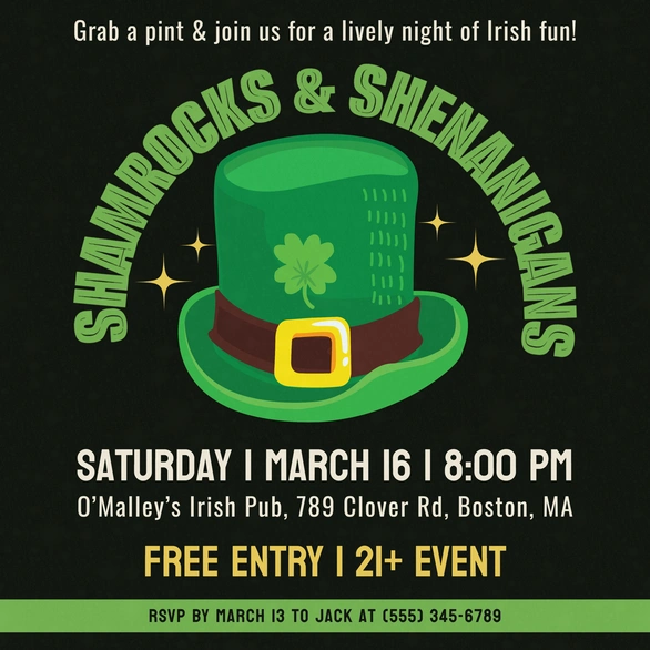 Promotion of a St. Patrick's Day event
