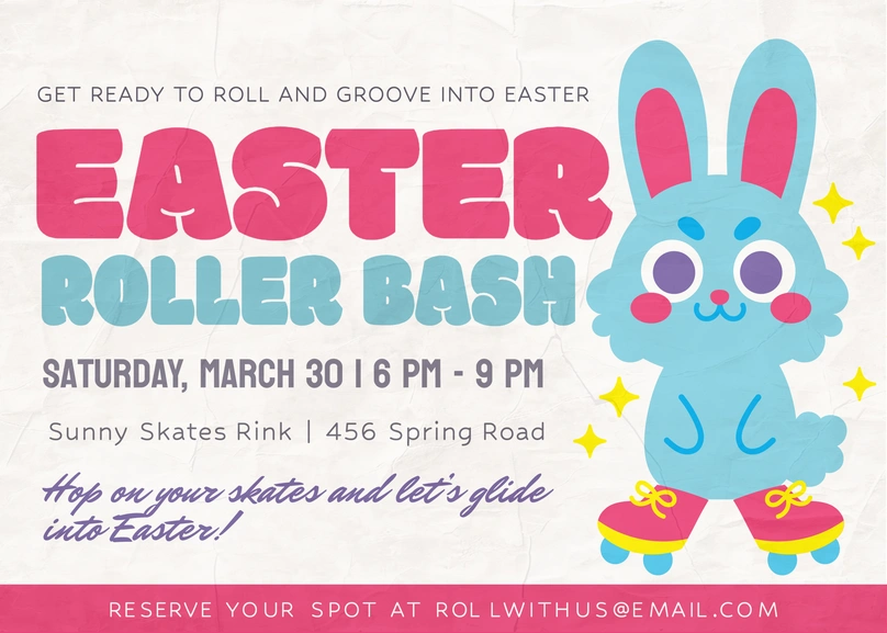 Invitation for an Easter-themed roller skating event