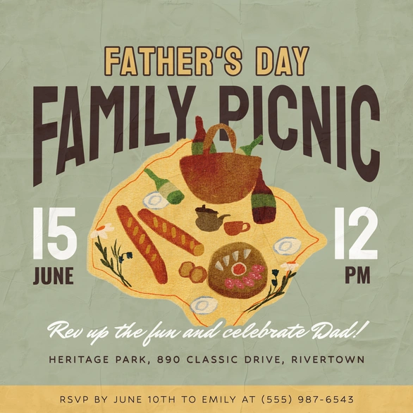 Invitation to a family picnic event for Father's Day